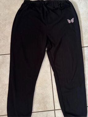 Black Kids Sweatpants with Butterfly Accent